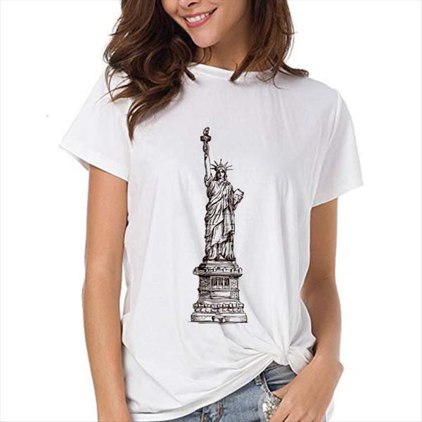 

summer statue of liberty women printed clothing thin harajuku white short sleeve
