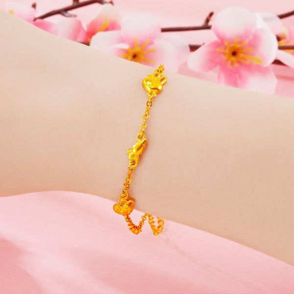 

charm bracelets gold color for women vietnam sand yuanbao key bracelet fashion jewelry simple crown hand chain femme pulseras, Golden;silver