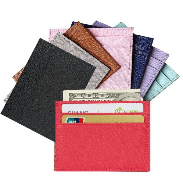 

card holders rfid cow leather sweet fashion candy color business holder women's safiano cross pattern pickup package bus id case, Brown;gray