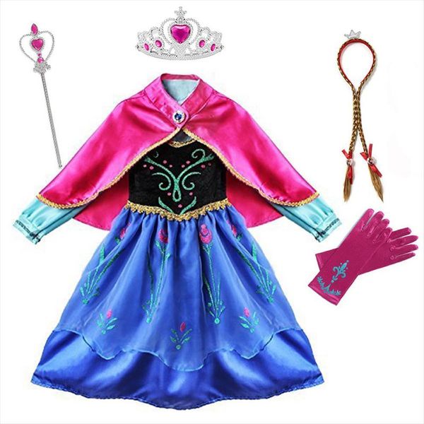 

frozen2 princess anna costume girl dress for girls size 2 10t carnival fancy snow queen with accessories halloween cosplay, Red;yellow