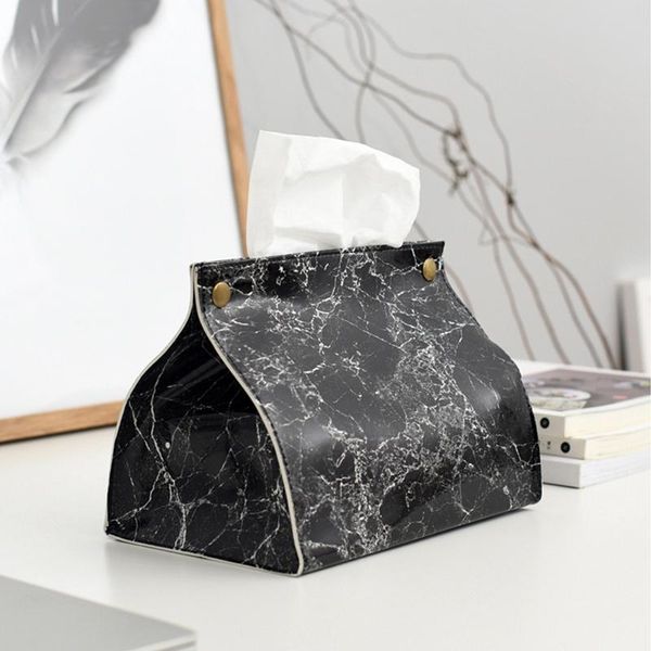 

tissue boxes & napkins case box container pu leather marble pattern napkin holder papers bag cosmetic pouch organizer dropshiping