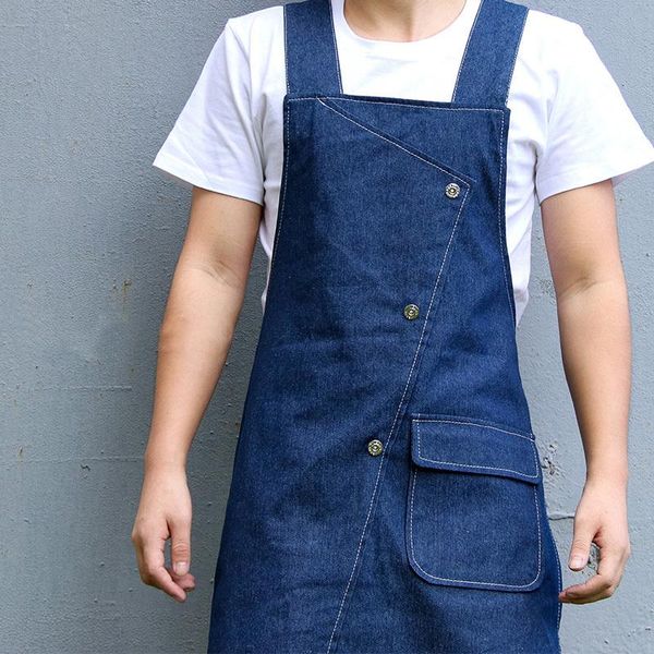 

aprons cowboy solid denim painting apron women for kitchen accessories cafe house cleaning cooking baking pocket master pinafore