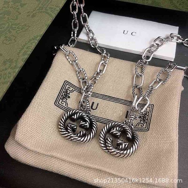

75% off gs925 thread twist necklace couple hip hop letter old dyed black clavicle chain exclusive fine jewel salewjyi, Silver