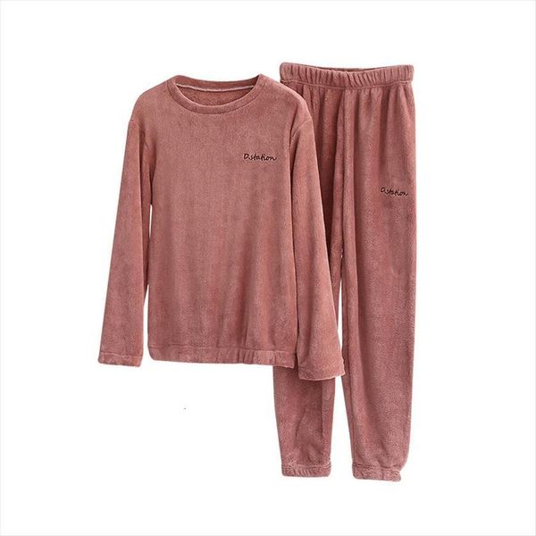 

winter flannel pajama set womenpant men pajamas sleepwear home clothing thick warm coral velvet female nightgown suit, White