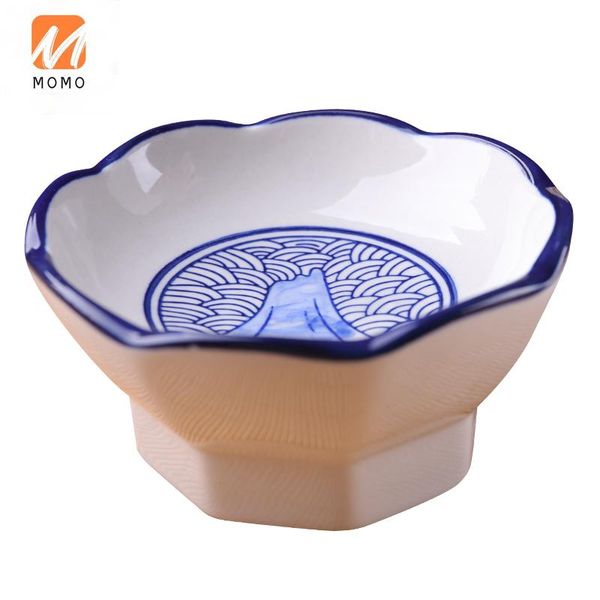 

cooking cutlery creative pattern tall bowl hand-painted high table container retro japanese style leg dish dessert storage bottles & jars