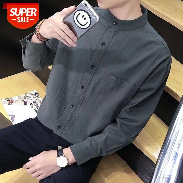 

2019 men's leisure hawaiian shirt fashion trend student clothes long sleeves french cuff mens shirts camisa masculina #4y7k, White;black