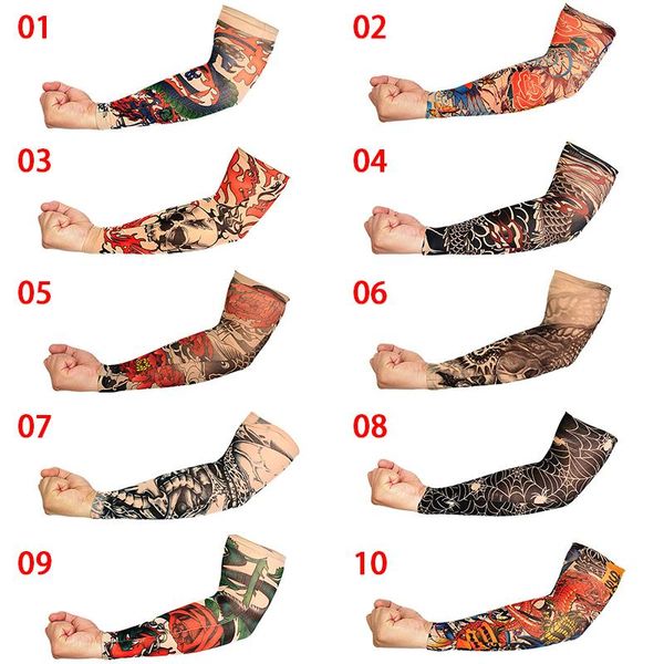 

2pcs elastic arm warmer skins protection temporary outside hiking riding anti sun tattoo sleeves stockings elbow & knee pads, Black;gray