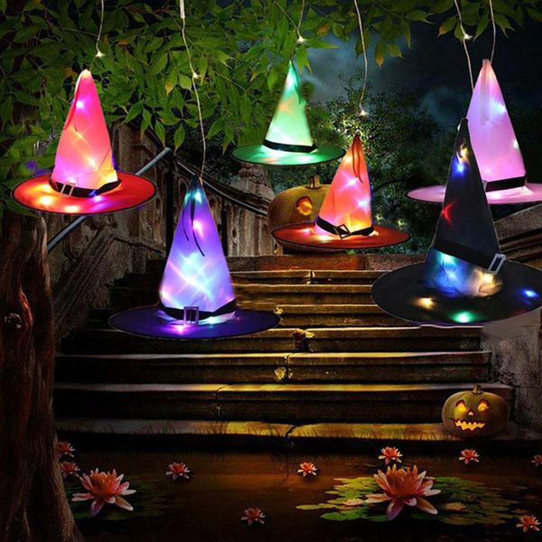 

party hats halloween decoration witch hat led lights elf ears kids home decor supplies outdoor tree hanging ornament diy