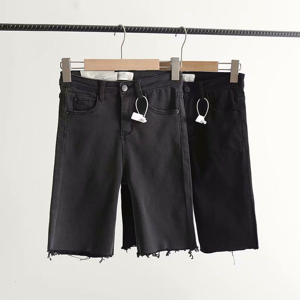 

women's jeans women summer denim shorts new raw edge knee length high waist skinny slim trousers pants female 3f42, Blue