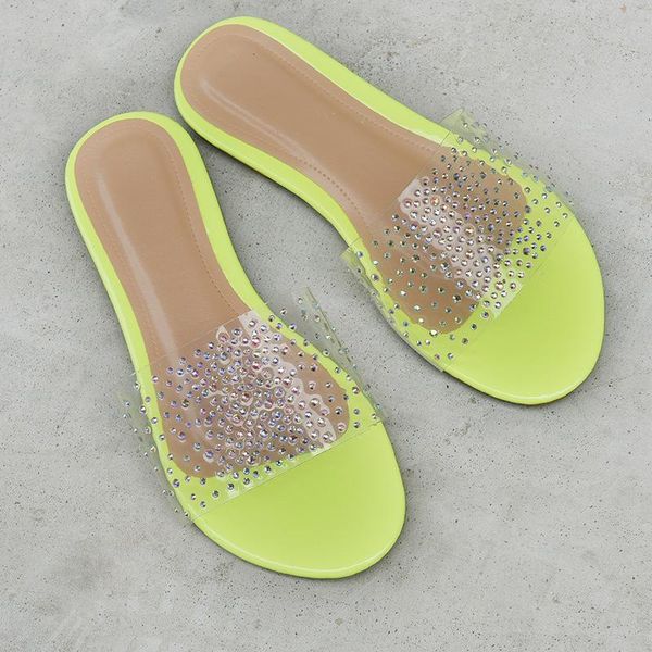 

slippers summer women's shoes transparent fashion color diamond comfortable sole sandals and women wild, Black