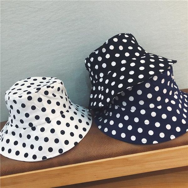 

fashion summer autumn women panama bucket hat for outdoor fishing dot caps female sun lady travel cap bob wide brim hats, Blue;gray