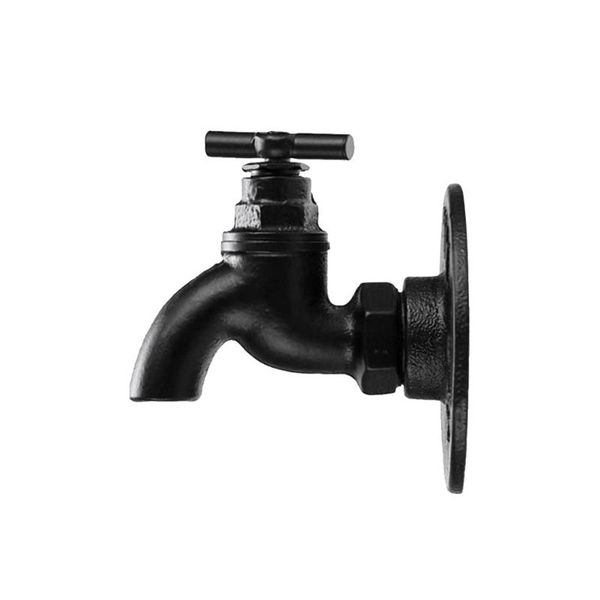 

2pcs iron wall mounted rustic home decor office hanging hook heavy duty towel holder coat hat vintage faucet shaped with screws hooks & rail
