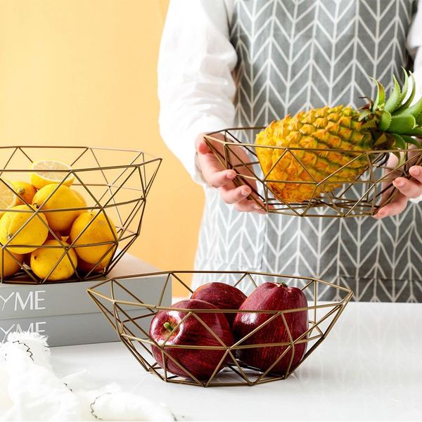 

dishes & plates nordic simple iron craft fruit basket living room plate household drainage modern pot hollow snack