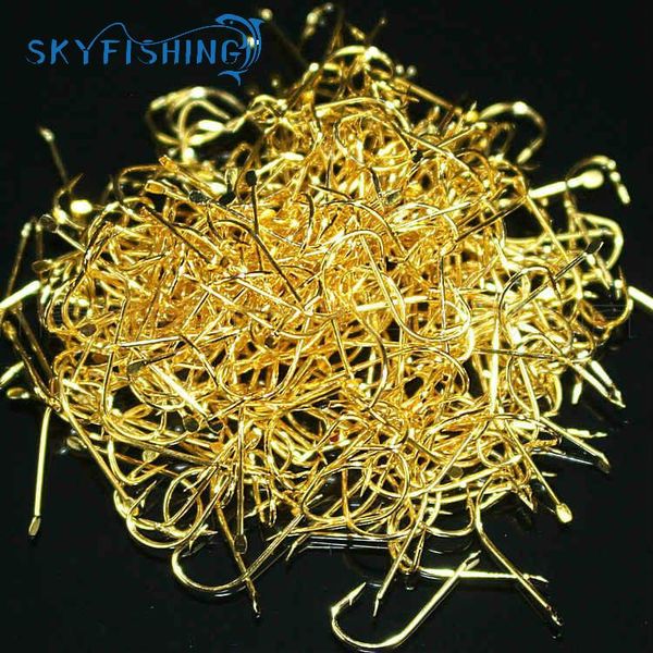 

fishing hooks products sell like cakes,1000 pieces of high carbon steel golden hook 1-8 # size equipment accessories