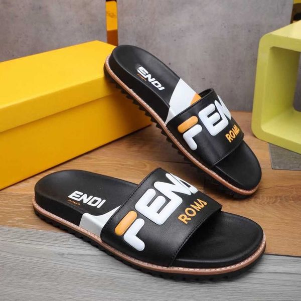

summer new slippers men's 2021 fashion casual leather yw mml yw, Black