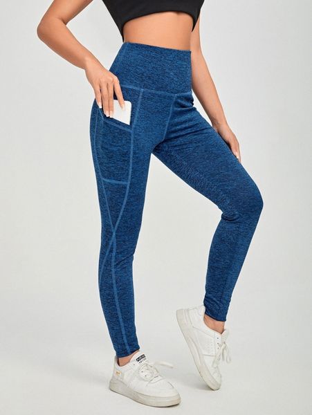 

wide waistband contrast stitch slant pocket leggings e0iq#, Black