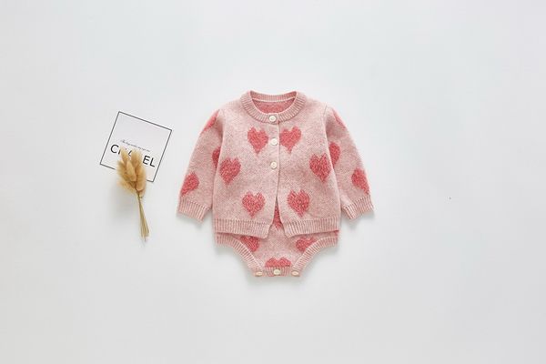 

rompers love heart baby girl sets valentine day pink long sleeve sweater coat +romper cute outfits kids clothes 0-3 years e93001 6500, Blue