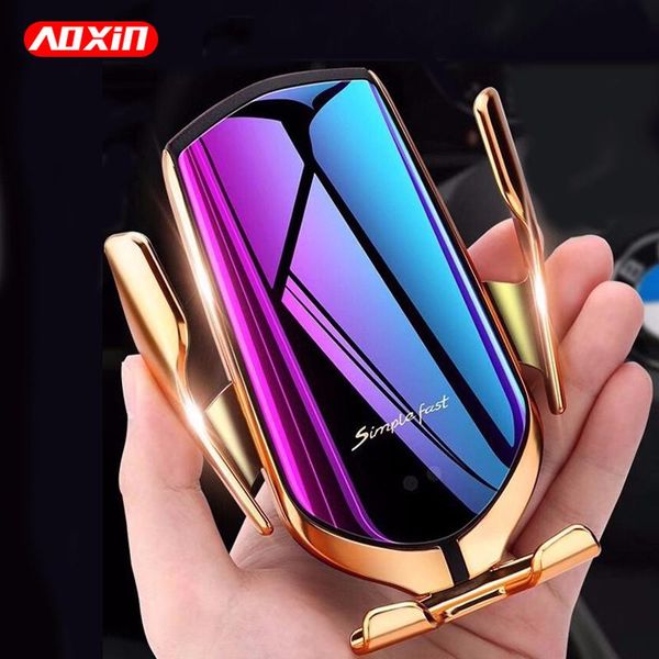 

cell phone mounts & holders aoxin 10w qi wireless charger car holder for xs max xr plus s9 s10 fast charging
