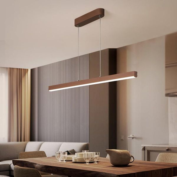 Lampade a sospensione Lampadario a led moderno moderno con finitura marrone per sala da pranzo, cucina, apparecchi decorativi per la casa