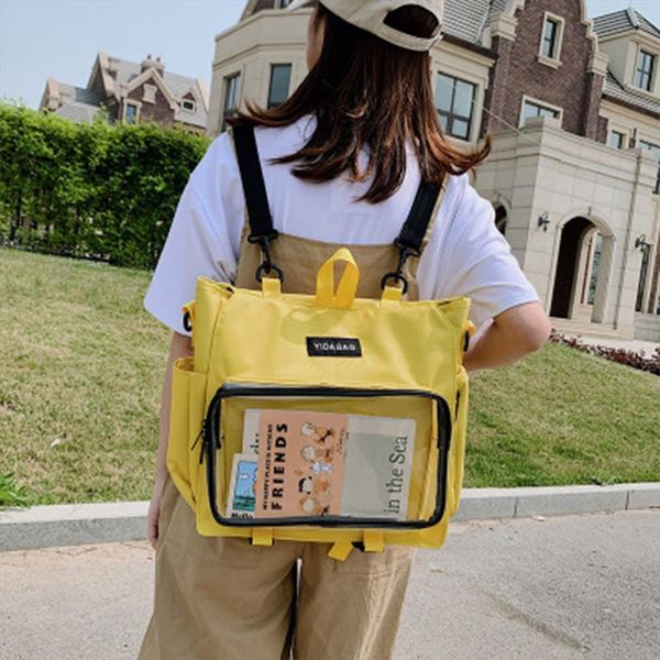 

fashion pvc transparent women backpack ins shoulder bag harajuku multi purpose backpacks school bags for teens