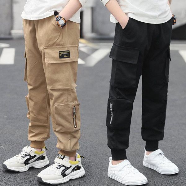 

vintage stylish kids casual cargo pants for boy comfortable trousers spring autumn teens cotton with side pocket, Blue