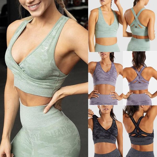 

gym clothing ly women seamless sports bra criss cross workout active wear high impact crop yoga bras, White;black