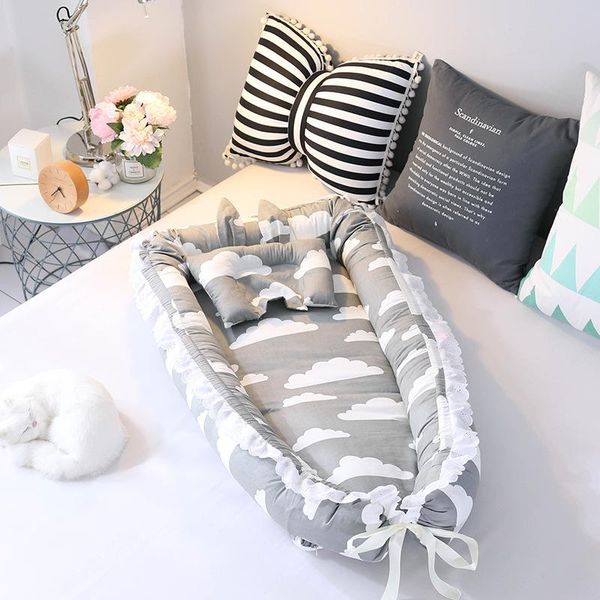 

baby nest bed travel crib infant co sleeping cotton cradle portable snuggle 90*55cm born bassinet bb artifact cribs