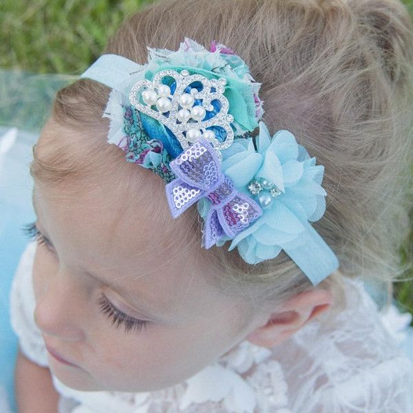 

hair accessories 1pcs peacock floral print flower headband crown band embroidery glitter bowknot headwear casual shower gifts, Slivery;white