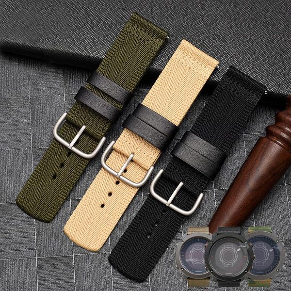 

watch bands sports mountaineering nylon strap is suitable forcasio prg-600yb-3 / prg-650 prw-6600 series canvas 24mm, Black;brown