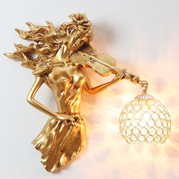 

wall lamps post modern creative angel lamp resin lights for home living room lighting crystal light shade human style decor
