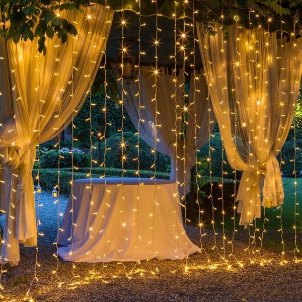 

wholesale 3m 600led outdoor christmas decorative xmas string fairy curtain strip garland party lights for wedding decorations