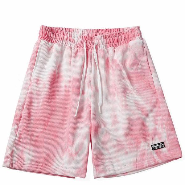 

men's shorts hip hop streetwear corduroy 2021 men tie dye harajuku cotton casual jogger summer track sweatpants, White;black