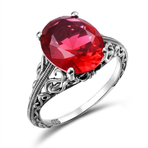 

cluster rings real 100% sterling silver 925 for women bohemian punk ruby ring jewelry vintage luxury fine trendy, Golden;silver