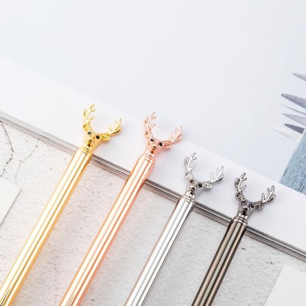 

ballpoint pens cute metal pen elk styling advertising gift cartoon animal avatar writing office school supplies, Blue;orange
