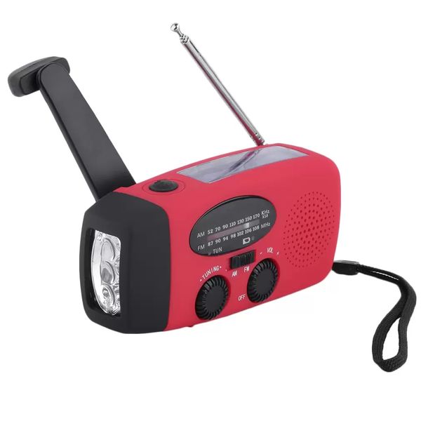 Neue tragbare Solar-Radio-Handkurbel, selbstbetriebenes Telefon-Ladegerät, 3 LED-Taschenlampe, AM/FM/WB-Radio, wasserdicht, Notfall-Überleben