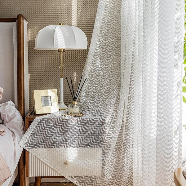 

curtain & drapes modern and simple wave pattern window screen warp knitting white curtains for living room bedroom bay