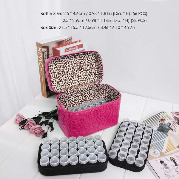 84 bottiglie Diamond Painting Storage Box Case Ricamo Strass Gioielli Perline Nail Art Organizer PU Zipper Storage Bag