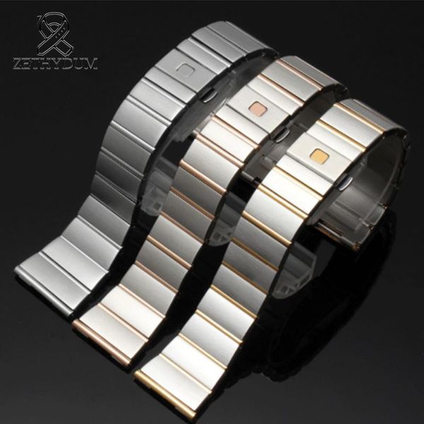 

watch bands double eagle series steel band chain for men and women 23 25mm with folding clasp stretch expansion stainless parts, Black;brown