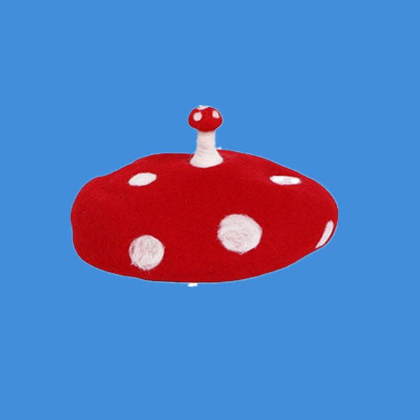 

beanies parent child red cute autumn winter mushroom beret hat pumpkin sboy cap