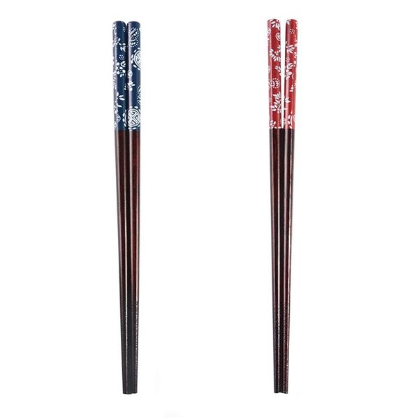 

chopsticks japanese style wood creative chinese reusable wooden 1pair portable with case red blue