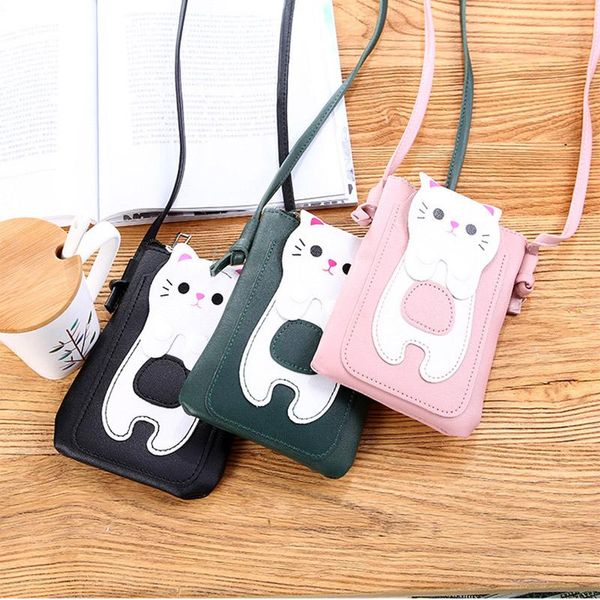 

evening bags lovely cat mobile phone bag women small crossbody shoulder messenger female clutch cell for iphone pouch