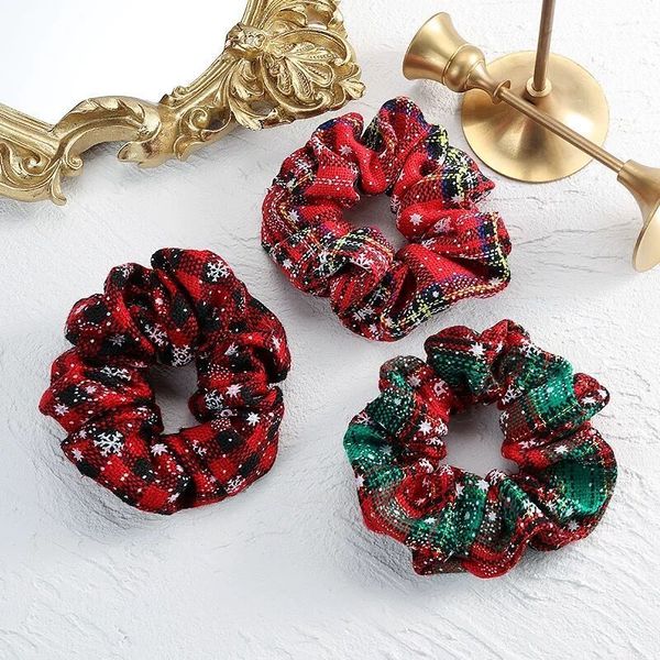 

4.38 polegada 2020 christmas scrunchie elastic new handcrafted hairband styling rope horse tail accessories for hair, Pink