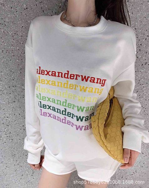 

brand hoodie chaopai series 21 new heavy industry embroidery letters in early autumn are loose thin, the sweater is fashionable, Black