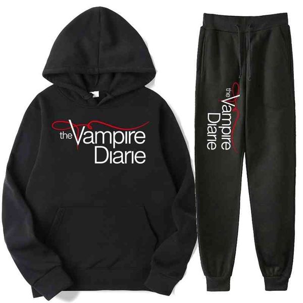 

the vampire diaries order 2d printed fashion loose men's and women's set, Black