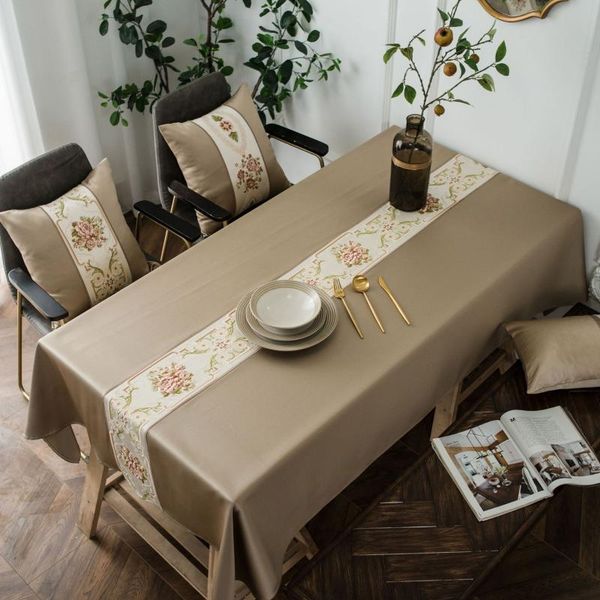 

table cloth water-proof rectangle restaurant tablecloth european luxury embroidery 100% polyester solid color for home party