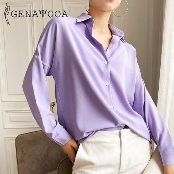 

genayooa office lady chic blouse ladies full sleeve loose womens and blouses autumn shirt women korean 210417, White