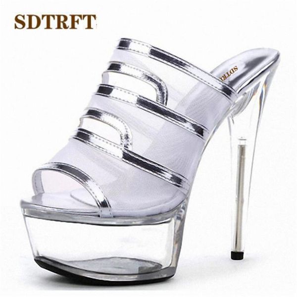 

pumps platforms women shoes 15cm thin heels zapatos mujer feminino sliver mesh black crossdresser stiletto plus:35-46 sandals