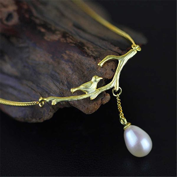 Lotus divertimento real 925 esterlina prata natural pérola artesanal fina jóias novidade celebra pássaro com pingente para mulheres collier