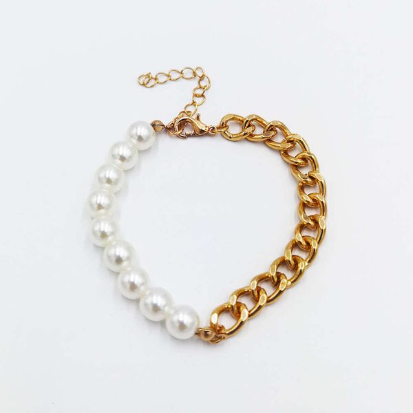 

pop ins bracelet roman style high light imitation pearl stitching, Golden;silver