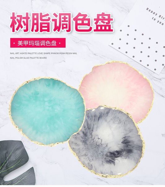 

edged tools agate gilt japanese painting resin process nail palette